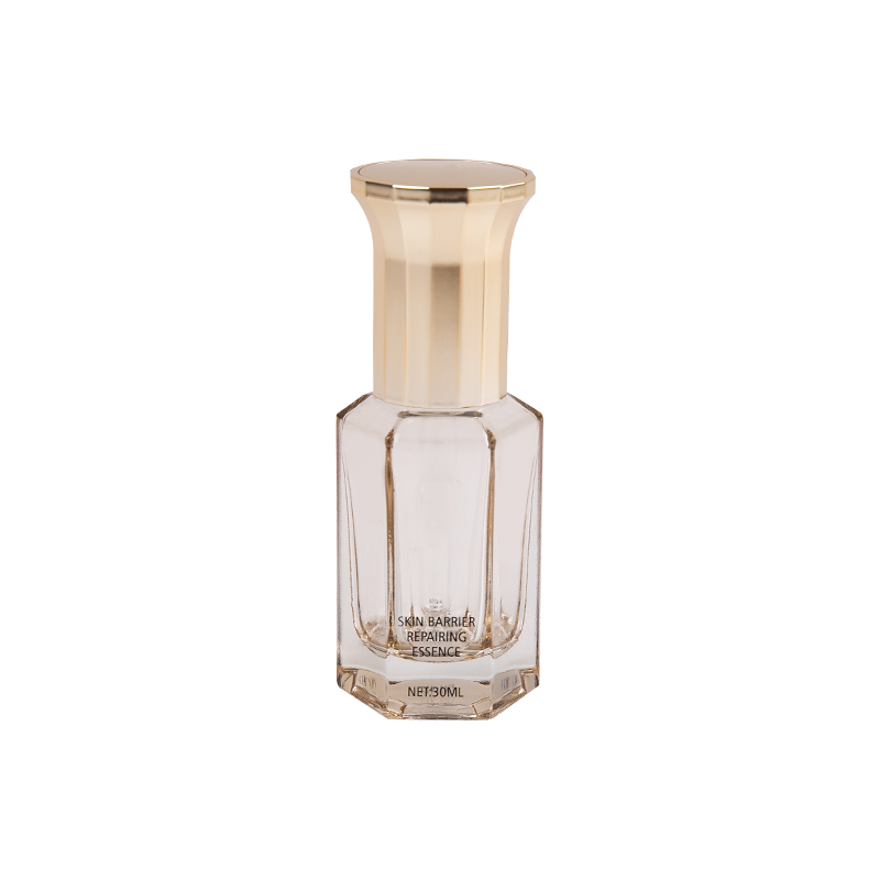 Serum de vidro octogonal de 30 ml e garrafa de óleo essencial