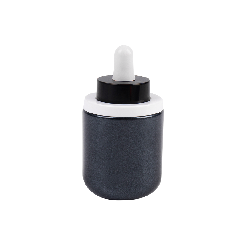Garraco de gotas de vidro preto de 30 ml com tampa ABS