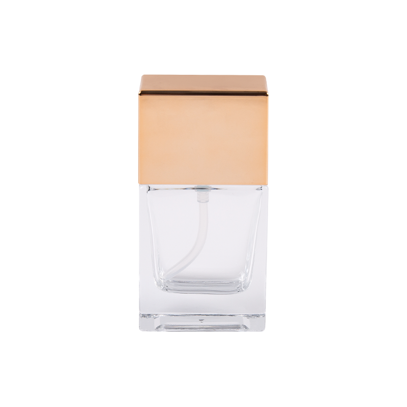 Garrafa de vidro de 30 ml luxé elegância com tampa de ABS dourada