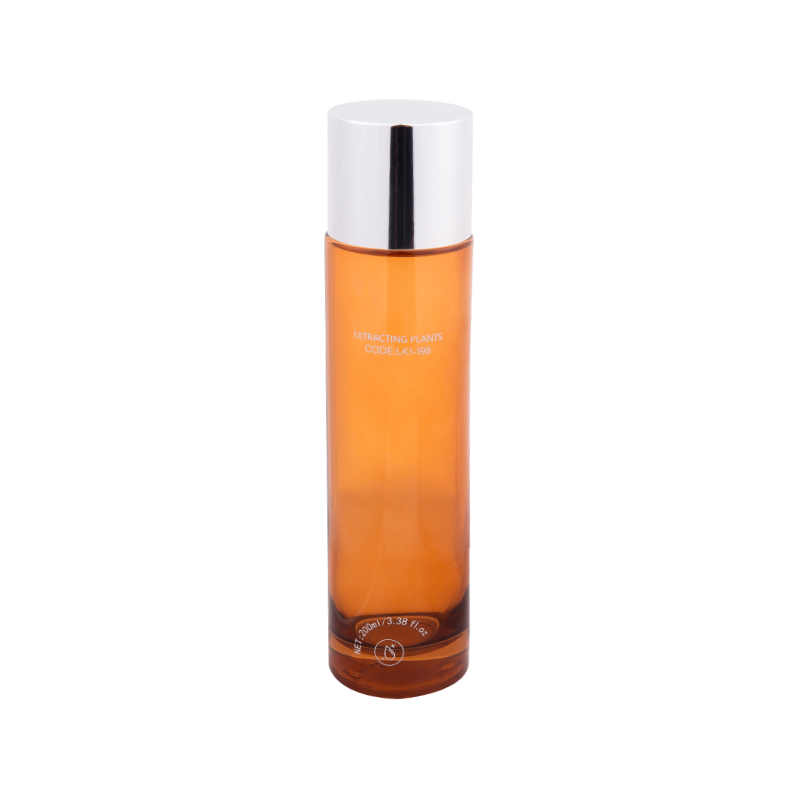 Garrafa de loção para toner de vidro âmbar elegante de 200 ml