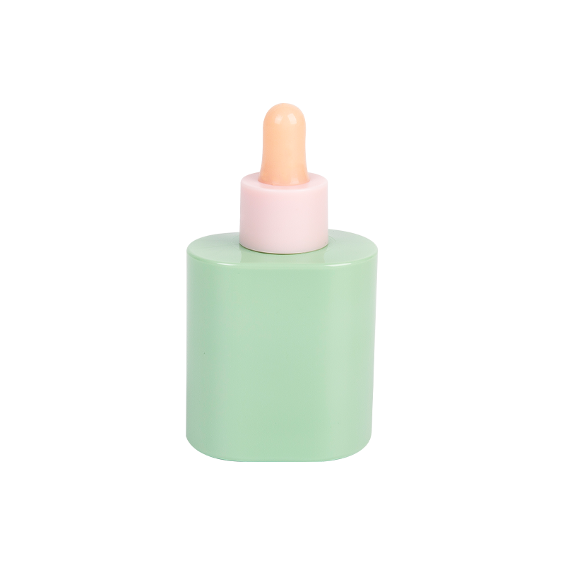 Garrafa conta -gotas soro verde de pet menta de 50 ml com ponta de pêssego pastel