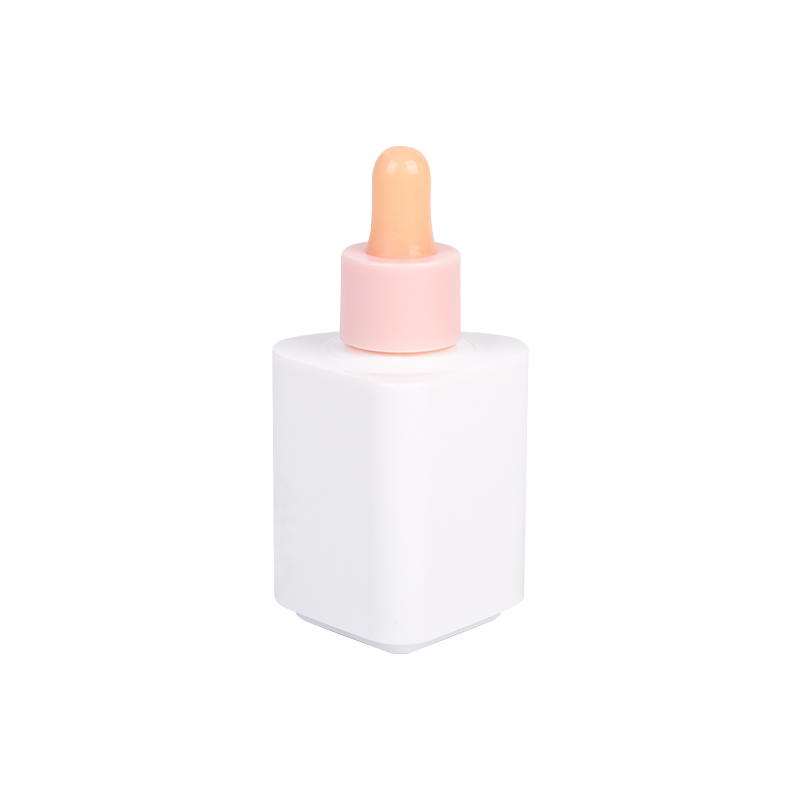Garrafa conta -gotas sérico branca de 50 ml com ponta de pêssego pastel